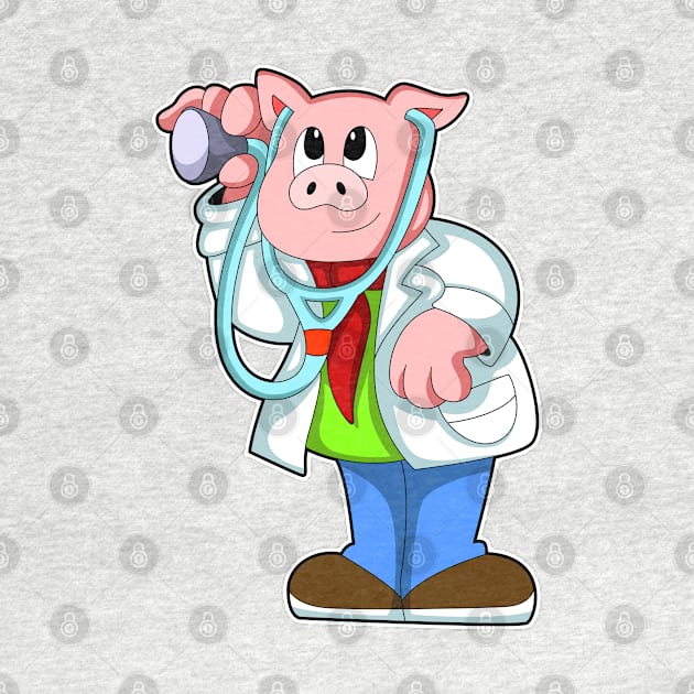 Pig as Doctor with Stethoscope by Markus Schnabel